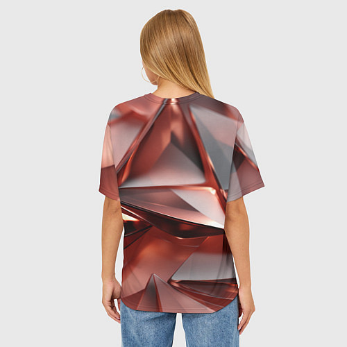Женская футболка оверсайз Рубиновые пирамидки / 3D-принт – фото 4