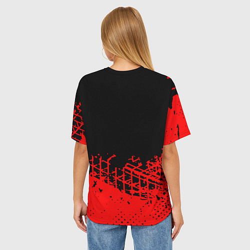 Женская футболка оверсайз Россия герб красные краски / 3D-принт – фото 4