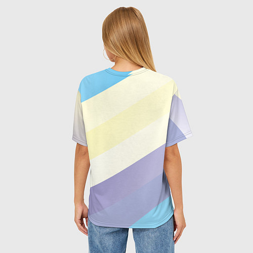 Женская футболка оверсайз Паттерн цветные волны - color waves / 3D-принт – фото 4