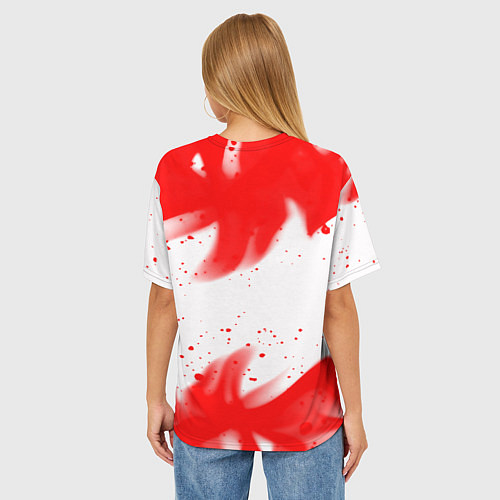 Женская футболка оверсайз Амонг ас красный огонь / 3D-принт – фото 4