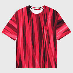 Женская футболка оверсайз Красно-розовые абстрактные полосы