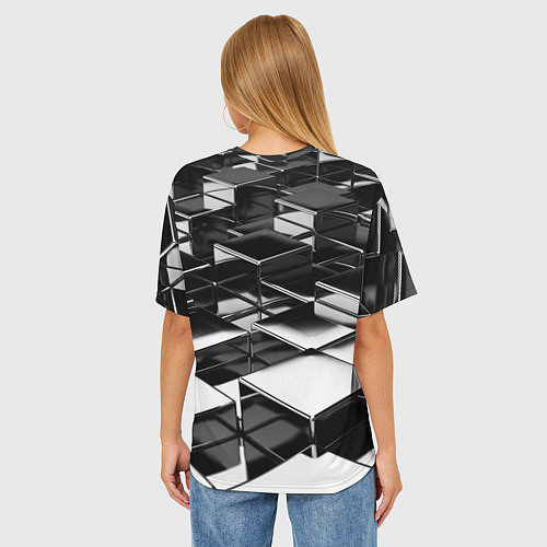 Женская футболка оверсайз Хромированная абстракция / 3D-принт – фото 4