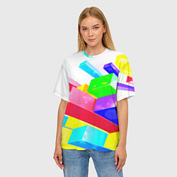 Футболка оверсайз женская Цветные столбы, цвет: 3D-принт — фото 2