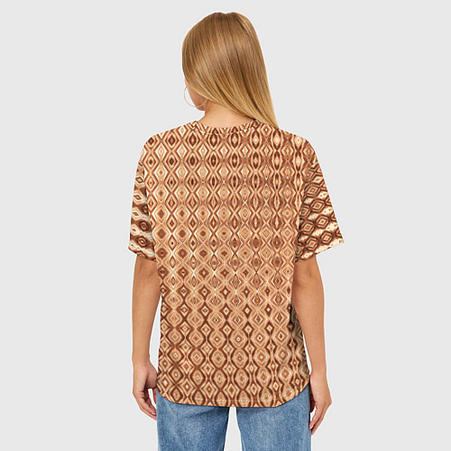Женская футболка оверсайз Светлый коричневый абстрактный узор / 3D-принт – фото 4