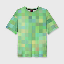 Футболка оверсайз женская Пиксели в зеленом, цвет: 3D-принт