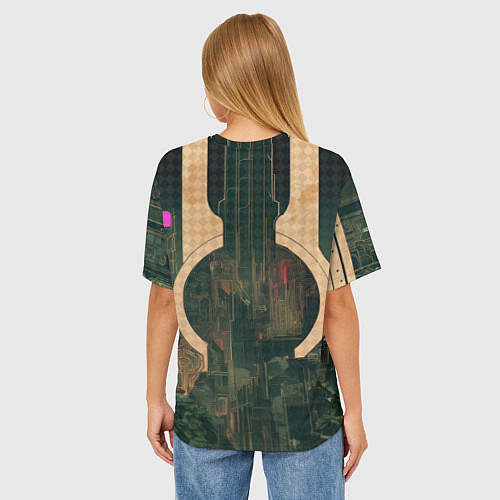 Женская футболка оверсайз Девушка-андроид в защитной броне / 3D-принт – фото 4