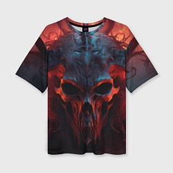 Женская футболка оверсайз Demon skull with horns