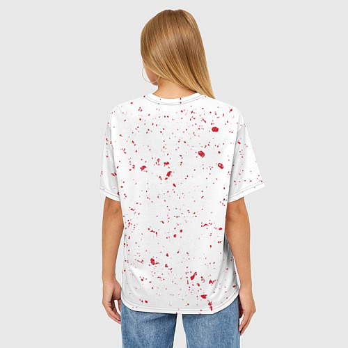 Женская футболка оверсайз Самурай на фоне красного солнца / 3D-принт – фото 4