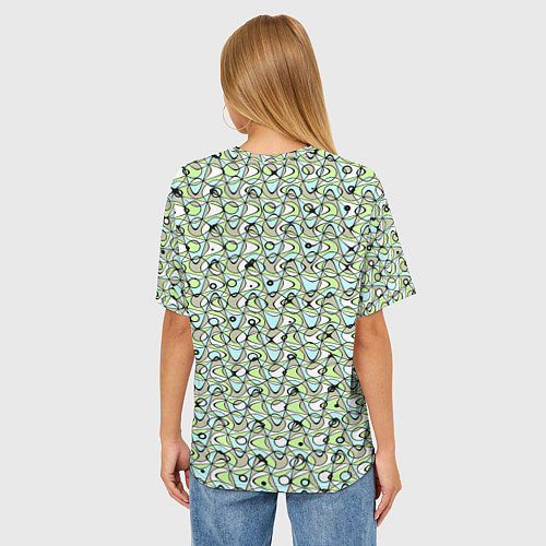 Женская футболка оверсайз Абстрактный паттерн салатово-голубой / 3D-принт – фото 4