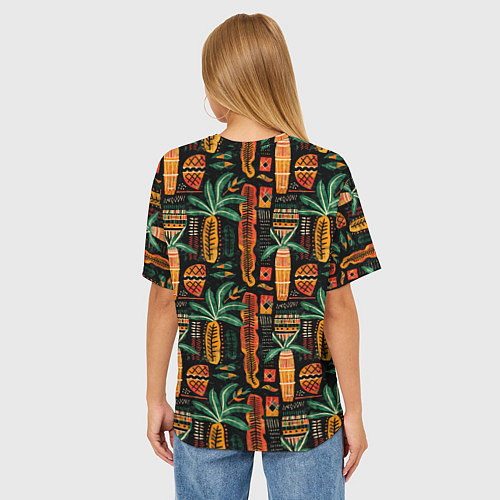 Женская футболка оверсайз Африканские узоры ананас / 3D-принт – фото 4