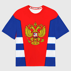 Футболка оверсайз женская Россия герб спорт, цвет: 3D-принт