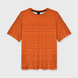 Женская футболка оверсайз Однотонный тёмно-оранжевый полосатый узор
