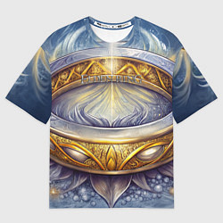 Футболка оверсайз женская Elden Ring лого и волшебное золотое кольцо, цвет: 3D-принт