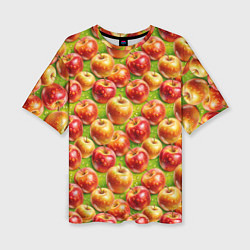 Футболка оверсайз женская Вкусные яблоки паттерн, цвет: 3D-принт