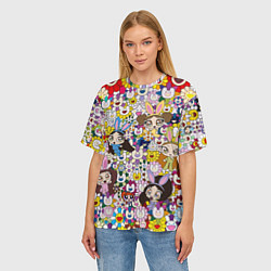 Футболка оверсайз женская Right now NewJeans and Takashi Murakami, цвет: 3D-принт — фото 2