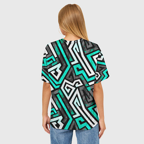 Женская футболка оверсайз Разноцветный лабиринт / 3D-принт – фото 4