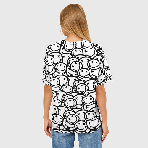 Женская футболка оверсайз Nirvana rock pattern / 3D-принт – фото 4