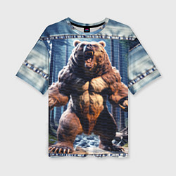 Женская футболка оверсайз Свирепый медведь
