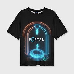 Футболка оверсайз женская Portal neon style logo, цвет: 3D-принт
