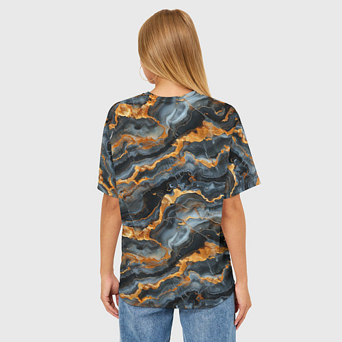 Женская футболка оверсайз Мраморное золото / 3D-принт – фото 4