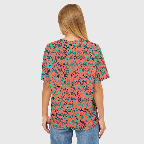 Женская футболка оверсайз Розово-бирюзовый абстрактный / 3D-принт – фото 4