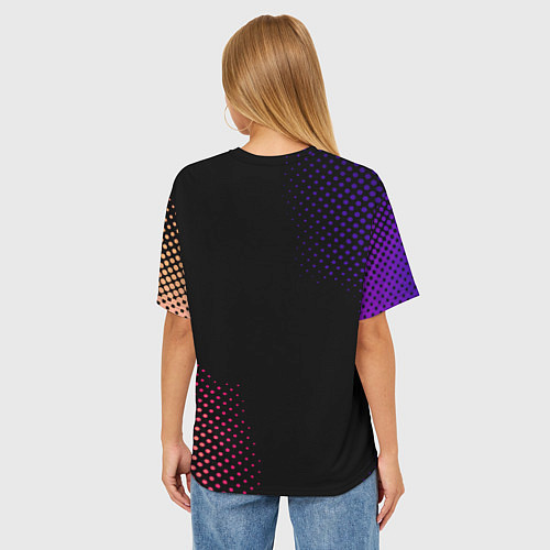 Женская футболка оверсайз Valheim logo pattern / 3D-принт – фото 4