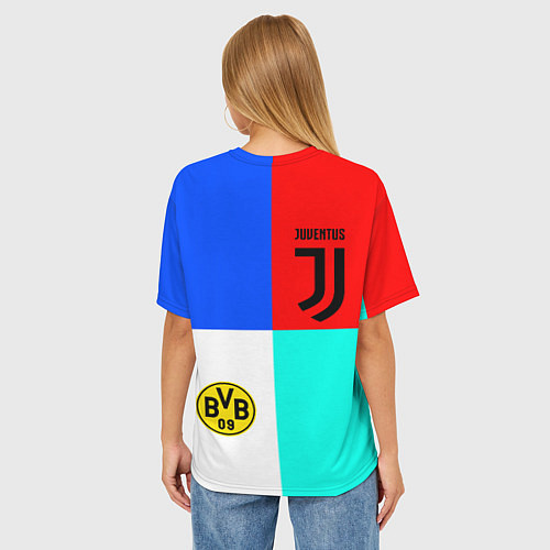 Женская футболка оверсайз Juventus x Borussia / 3D-принт – фото 4