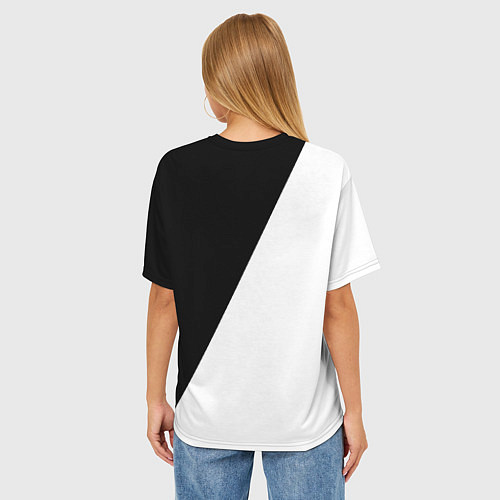 Женская футболка оверсайз Чёрное и белое / 3D-принт – фото 4