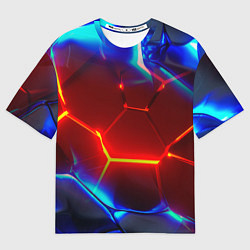 Футболка оверсайз женская Красные плиты с ярким светом, цвет: 3D-принт