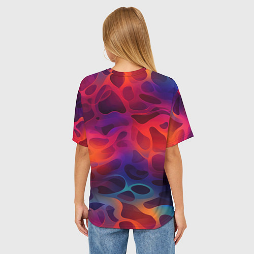 Женская футболка оверсайз Паттерн неоновой волны / 3D-принт – фото 4