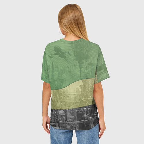 Женская футболка оверсайз Футурисчтичный пейзаж города / 3D-принт – фото 4