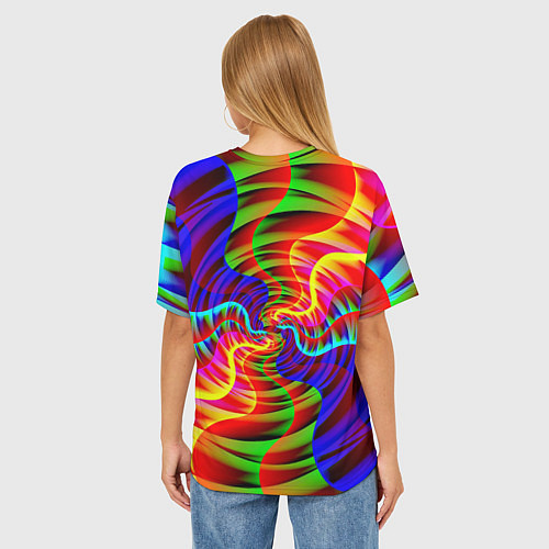 Женская футболка оверсайз Абстрактные волнистые линии / 3D-принт – фото 4
