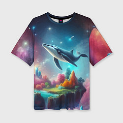 Женская футболка оверсайз Космический кит - нейросеть