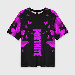 Женская футболка оверсайз Fortnite buterfly neon