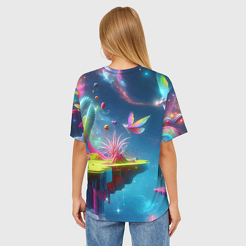 Женская футболка оверсайз Космическая фантазия - нейросеть / 3D-принт – фото 4