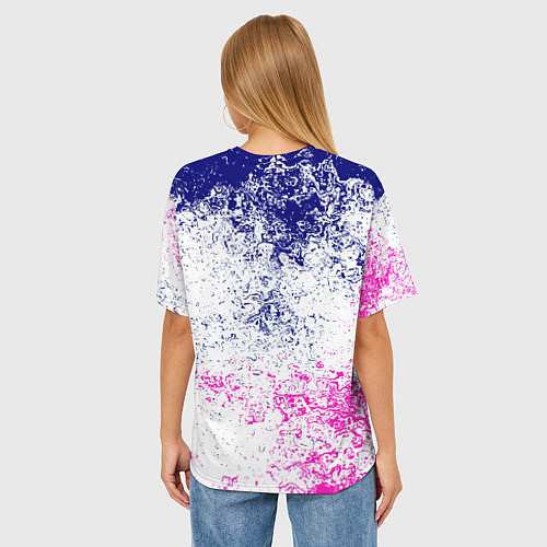 Женская футболка оверсайз Portal брызги красок текстура / 3D-принт – фото 4