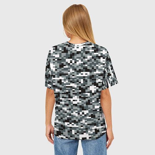 Женская футболка оверсайз Камуфляжные пиксели текстура / 3D-принт – фото 4