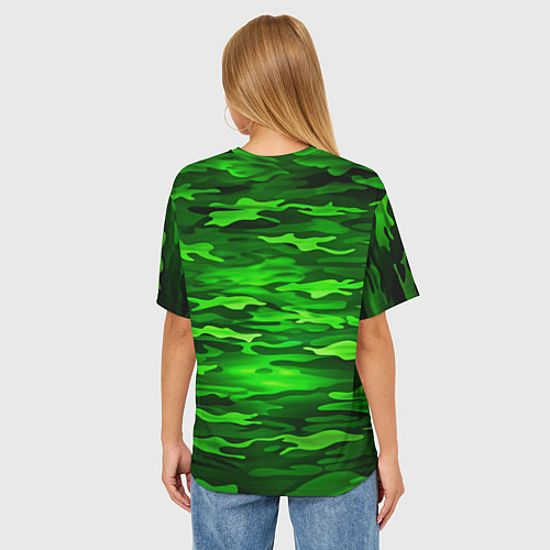 Женская футболка оверсайз Зелёные водоросли-камуфляж / 3D-принт – фото 4
