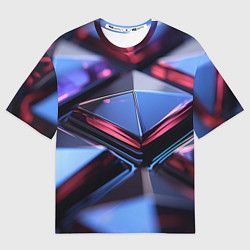 Женская футболка оверсайз Абстрактные фиолетовые плиты со свечением