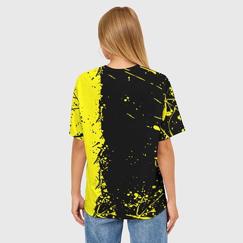 Женская футболка оверсайз Borussia fc краски / 3D-принт – фото 4