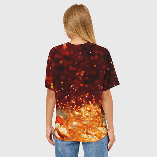 Женская футболка оверсайз Золотая акула и море золотых монет / 3D-принт – фото 4