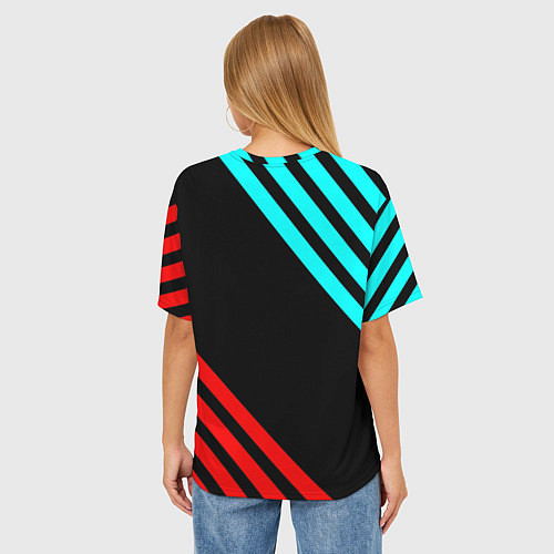 Женская футболка оверсайз Sonic sega geometry / 3D-принт – фото 4