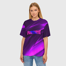 Футболка оверсайз женская Fortnite neon stripes angles logo, цвет: 3D-принт — фото 2