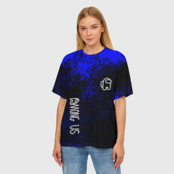 Футболка оверсайз женская Among us краски синий, цвет: 3D-принт — фото 2