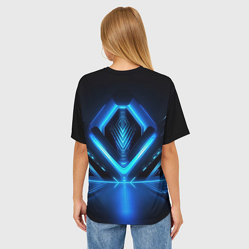 Женская футболка оверсайз Космическая девушка в блестящем костюме с ушками / 3D-принт – фото 4