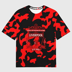 Футболка оверсайз женская Liverpool камуфляжный стиль, цвет: 3D-принт