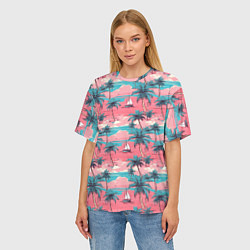 Футболка оверсайз женская Летний закат на море паттерн-текстура, цвет: 3D-принт — фото 2