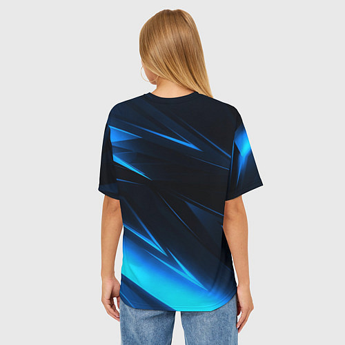 Женская футболка оверсайз Грани неоновые текстура / 3D-принт – фото 4