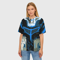 Футболка оверсайз женская Blue stripes on a black and white background, цвет: 3D-принт — фото 2