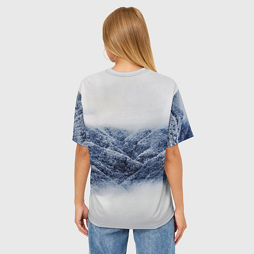 Женская футболка оверсайз Cкайрим зима / 3D-принт – фото 4